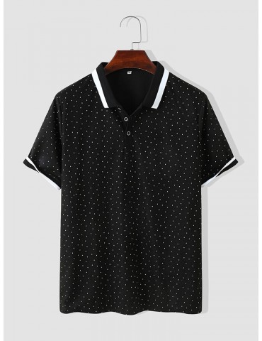 Men Polka Dots Business Short Sleeve Polos Shirts